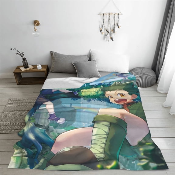 Hunter X Hunter Cartoon Printing Throw Blanket, All Seasons Flannel Fleece Blanket, Soft & Warm Plush Blankets for Couch Sofa Bed Camping Travel, 40"x30"