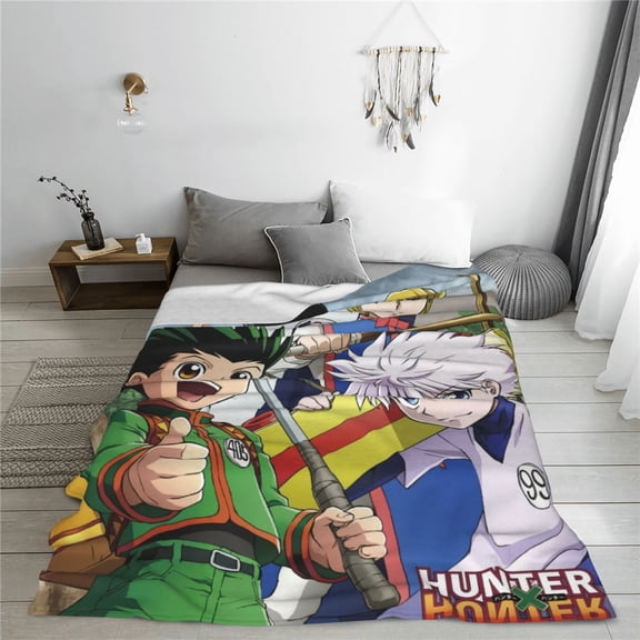 Hunter X Hunter Cartoon Printing Throw Blanket, All Seasons Flannel Fleece Blanket, Soft & Warm Plush Blankets for Couch Sofa Bed Camping Travel, 40"x30"