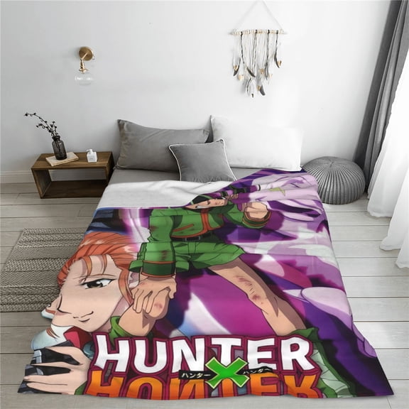 Hunter X Hunter Cartoon Printing Throw Blanket, All Seasons Flannel Fleece Blanket, Soft & Warm Plush Blankets for Couch Sofa Bed Camping Travel, 40"x30"