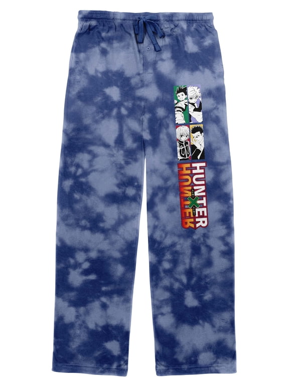 Hunter X Hunter Character Panels Men's Blue Cloud Wash Sleep Pajama Pants-Medium