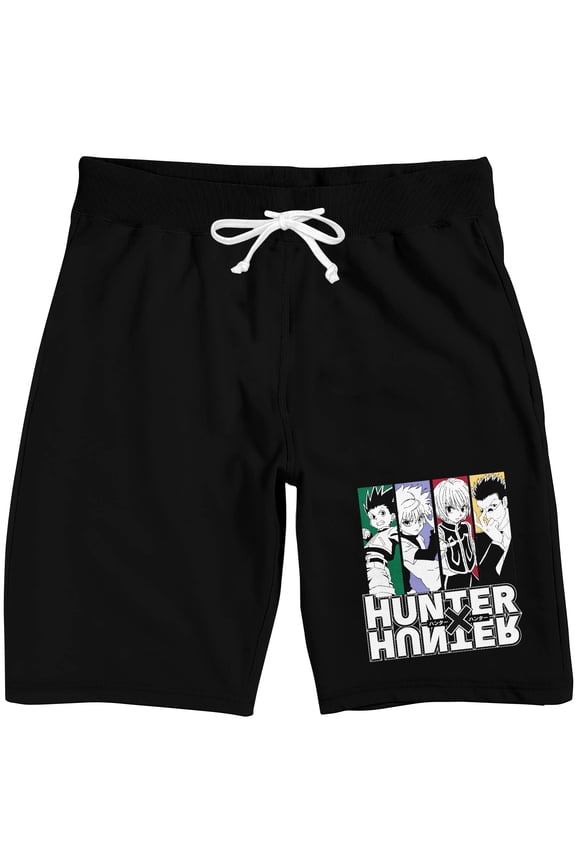 Hunter X Hunter Characters Men's Black Sleep Pajama Shorts-Medium