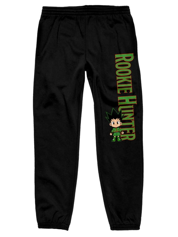 Hunter X Hunter Chibi Characters and Title Men's Black Graphic Sweatpants - L