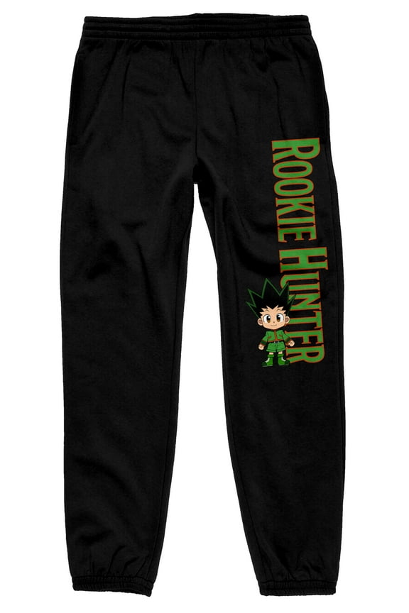 Hunter X Hunter Chibi Characters and Title Men's Black Graphic Sweatpants - M