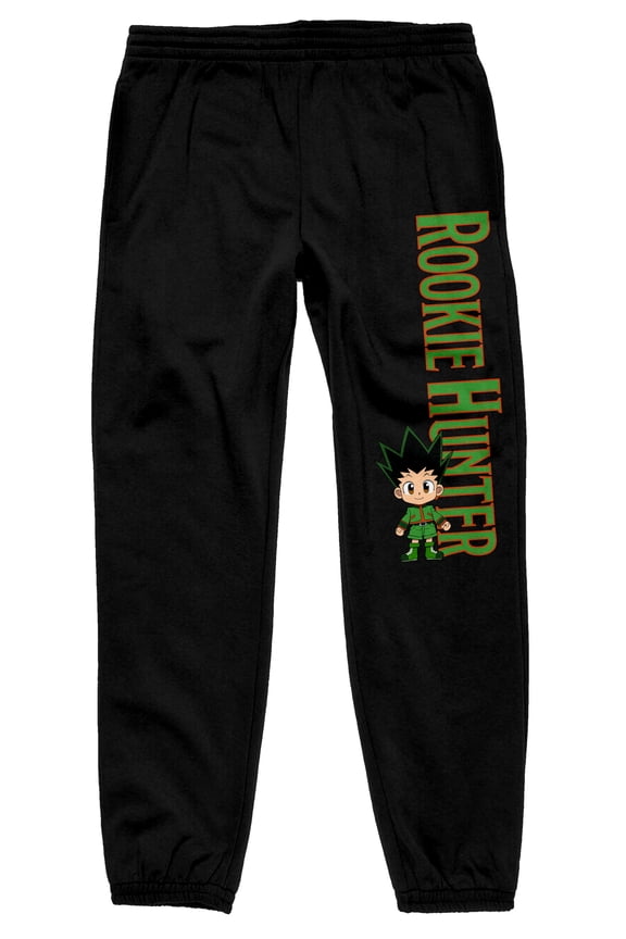 Hunter X Hunter Chibi Characters and Title Men's Black Graphic Sweatpants- XL