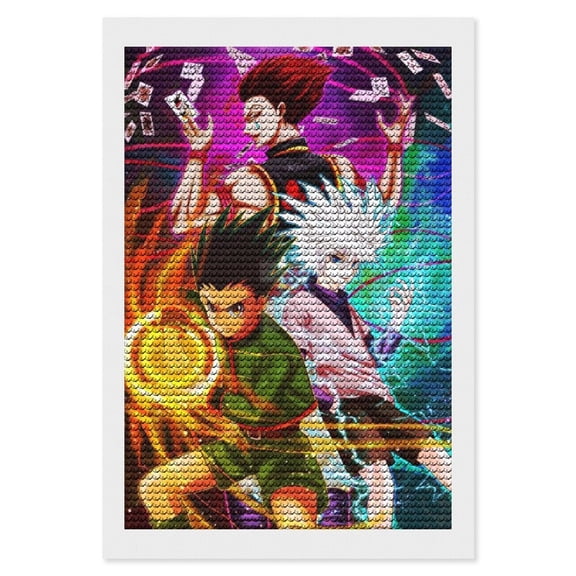 Hunter X Hunte Diamond Art Kits DIY 5D Anime Painting by Number Kits Full Drills for Adults Crystal Pictures Arts Craft for Home Wall Decor Gift 8"×12"