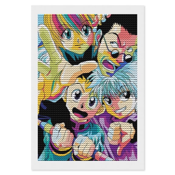 Hunter X Hunte Diamond Art Kits DIY 5D Anime Painting by Number Kits Full Drills for Adults Crystal Pictures Arts Craft for Home Wall Decor Gift 8"×12"