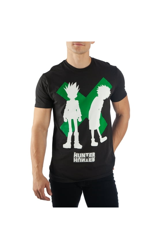 Hunter X Hunter Gon Freecss And Killua Silhouettes Men's Black T-shirt-XL
