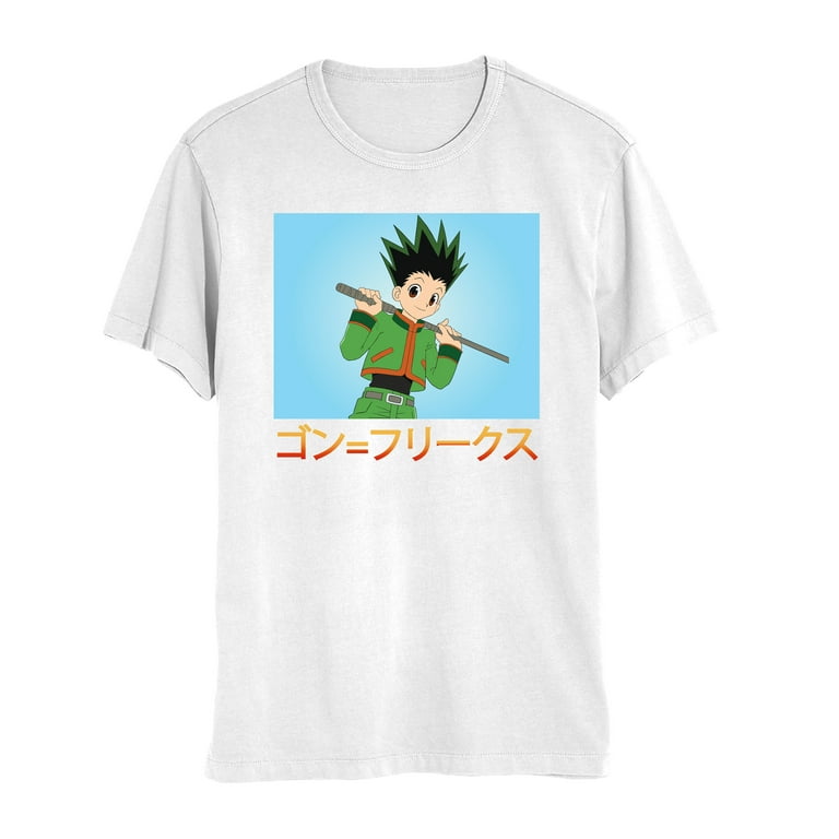 Hunter X Hunter in Kanji Characters with Gon, Killua, Kurapika and Leorio  Mens and Womens Short Sleeve T-Shirt (Black, S-XXL)