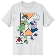 Hunter X Hunter Gon Freecss & Killua Tricolor Graphic Crew Neck Short Sleeve Men's White T-shirt-Medium