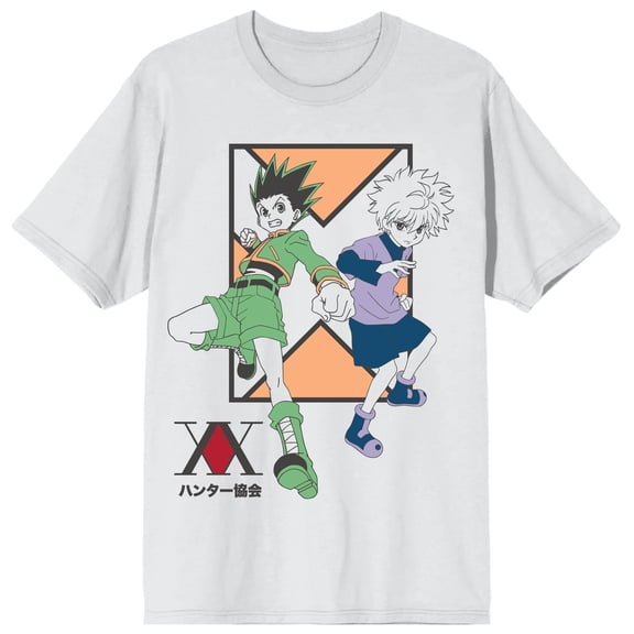 Hunter X Hunter Gon Freecss & Killua Tricolor Graphic Crew Neck Short Sleeve Men's White T-shirt-Medium