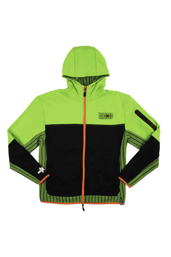 Hunter X Hunter Gon Freecss Long Sleeve Black & Green Contrast Hoodie-M