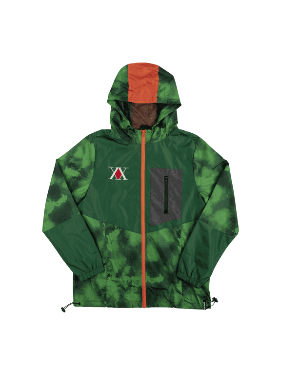Hunter X Hunter Gon Freecss Long Sleeve Green Spray Paint Camo Hooded Anorak-M