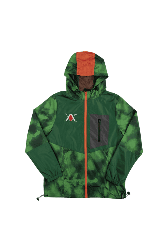 Hunter X Hunter Gon Freecss Long Sleeve Green Spray Paint Camo Hooded Anorak-XL