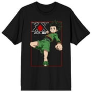 Hunter X Hunter Gon Freecss Punch And Kanji Logo Men's Black T-shirt-Large