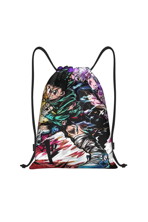 Hunter X Hunter Gon Killua Drawstring Backpac Sackpack String Bag Water Resistant Beach Bag