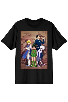 Hunter X Hunter Gon Killua Kurapika Leorio Character Group Classic Black Graphic Tee- L