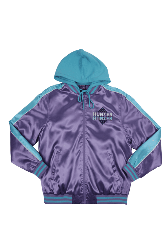 Hunter X Hunter Gon & Killua Long Sleeve Purple Hooded Satin Jacket-XL