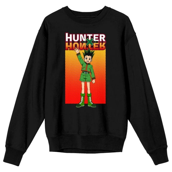 Hunter X Hunter Gon Waving a Hand Adult Black Crew Neck Sweatshirt-Medium