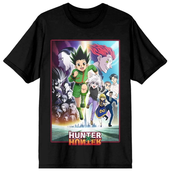 Hunter X Hunter Heroes And Villains Poster Art Men's Black T-shirt-Large