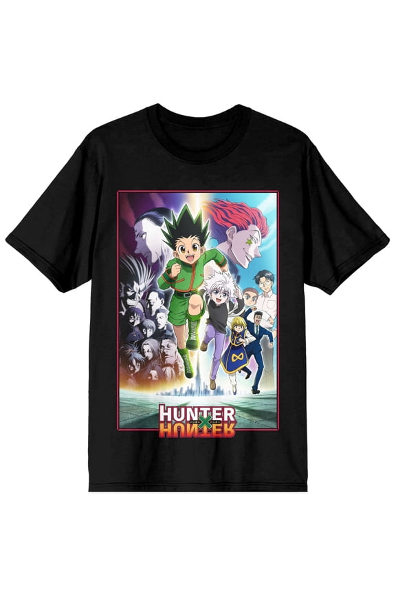 Hunter X Hunter Heroes And Villains Poster Art Men's Black T-shirt-Large