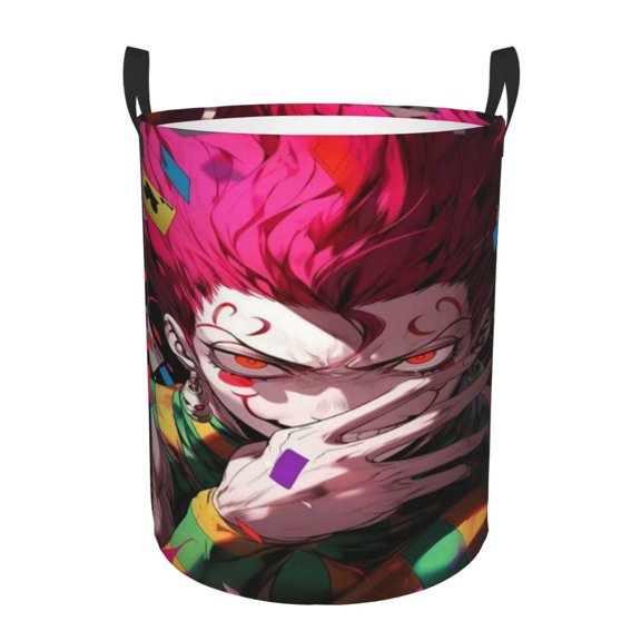 Hunter X Hunte Hisoka Laundry Hamper Laundrys Basket Large Waterproof Foldable with Handles Circular Storage Clothes Bag for Bathroom/Bedroom/Dorm