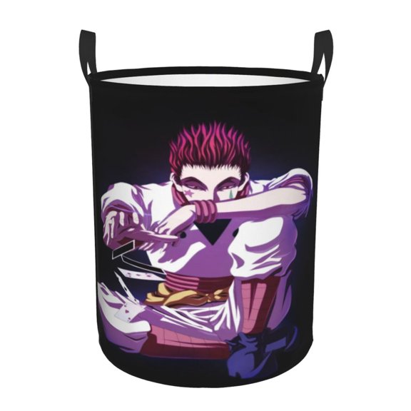 Hunter X Hunte Hisoka Laundry Hamper Laundrys Basket Large Waterproof Foldable with Handles Circular Storage Clothes Bag for Bathroom/Bedroom/Dorm