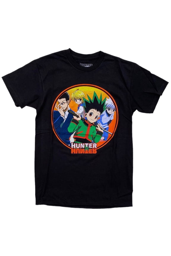 Japanese Anime Men's Gradient Circle Group Tee T-Shirt (Large, Black)