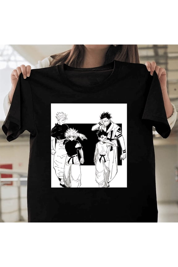 Hunter X Hunter Jujutsu Kaisen Crossover Gon Killua Gojo Sukuna Anime Art T41520 Unisex Casual T-Shirt S-5XL