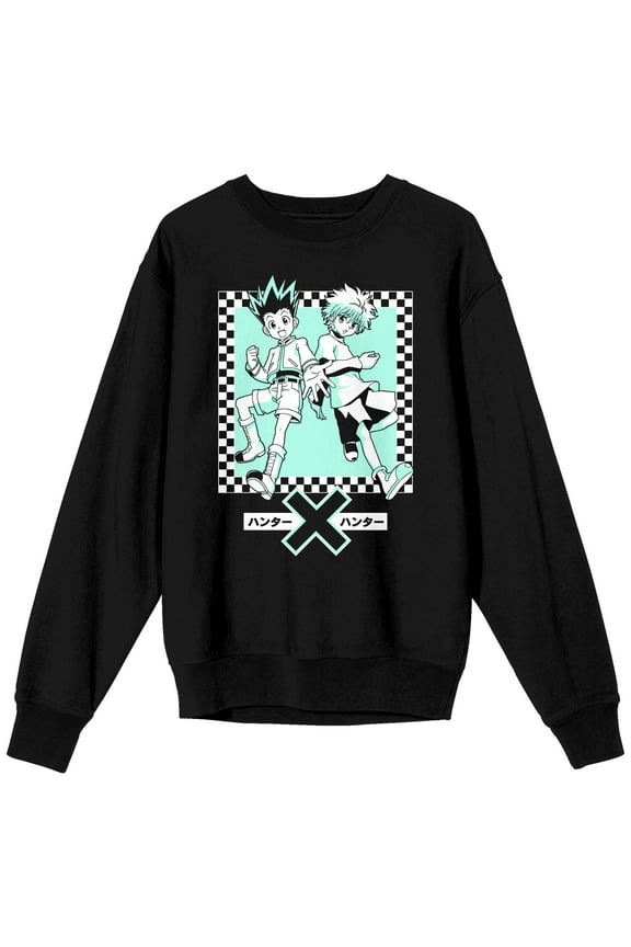 Hunter X Hunter Killua & Gon Crew Neck Long Sleeve Black Adult Sweatshirt-XL