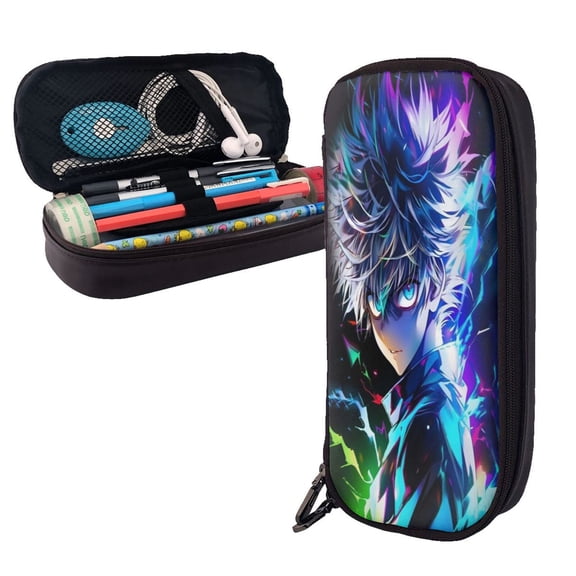 Hunter X Hunter Killua Lightning Black Leather Pencil Pouch Case Storage Pen Bag