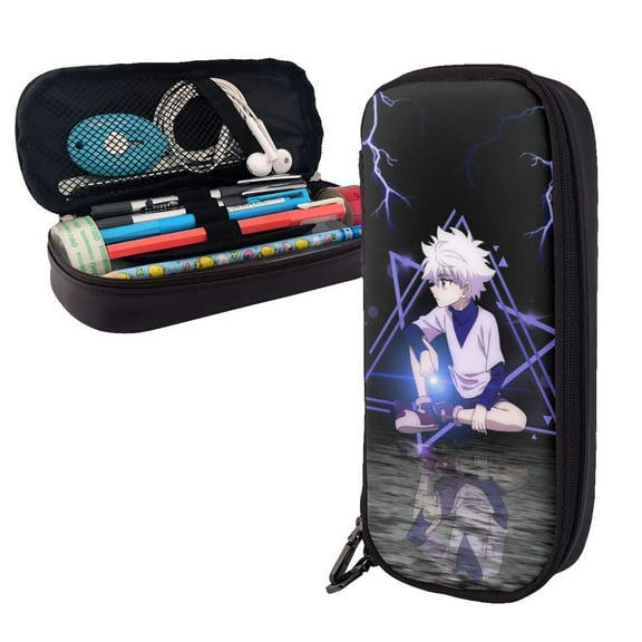 Hunter X Hunter Killua Lightning Black Leather Pencil Pouch Case Storage Pen Bag