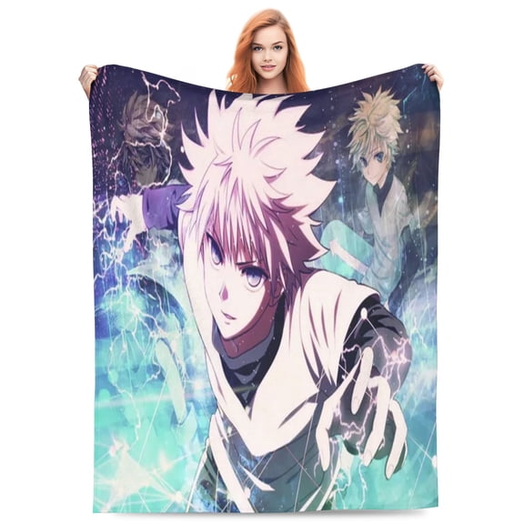 Hunter X Hunte Killua Lightning Bed Blanket 3D Printed Throw Blanket Lightweight Super Soft Air Conditioning Room All Season Blanket Sofa Couch Bed Fans Cartoon Blanket 40"x30"