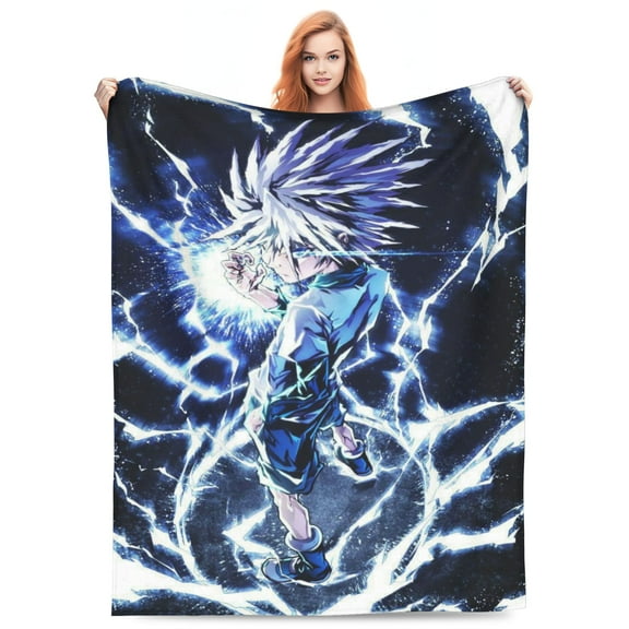 Hunter X Hunte Killua Lightning Bed Blanket 3D Printed Throw Blanket Lightweight Super Soft Air Conditioning Room All Season Blanket Sofa Couch Bed Fans Cartoon Blanket 50"x40"