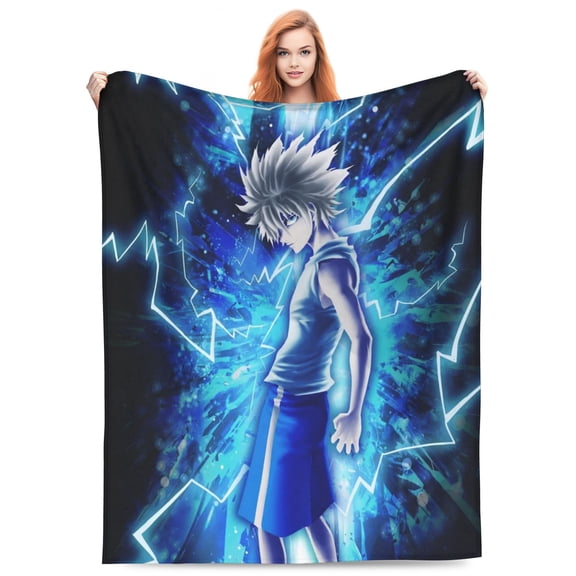 Hunter X Hunte Killua Lightning Bed Blanket 3D Printed Throw Blanket Lightweight Super Soft Air Conditioning Room All Season Blanket Sofa Couch Bed Fans Cartoon Blanket 50"x40"