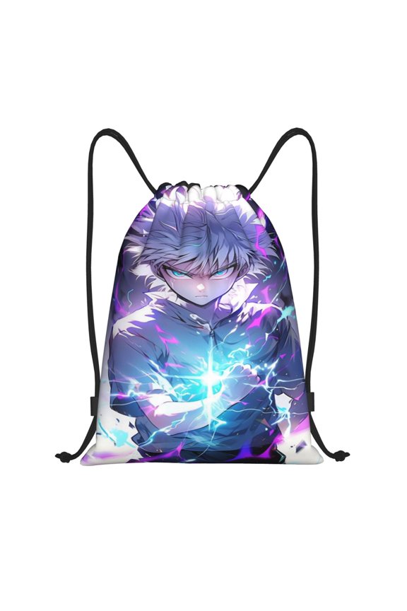 Hunter X Hunter Killua Lightning Drawstring Backpac Sackpack String Bag Water Resistant Beach Bag