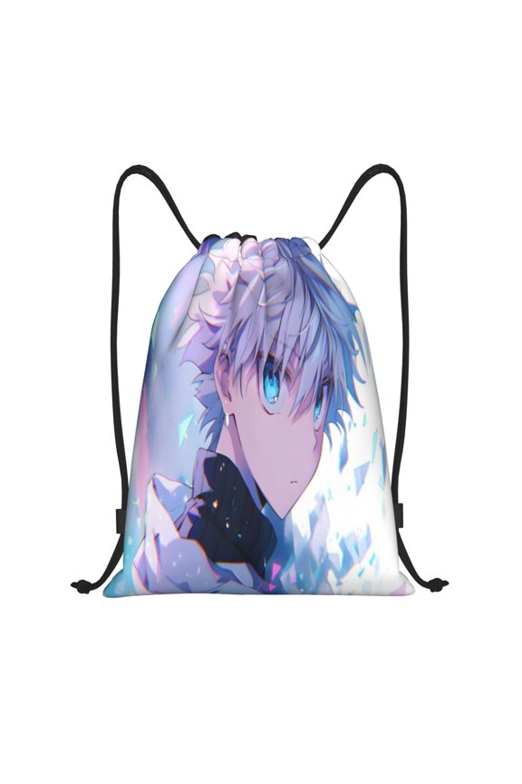 Hunter X Hunter Killua Lightning Drawstring Backpac Sackpack String Bag Water Resistant Beach Bag