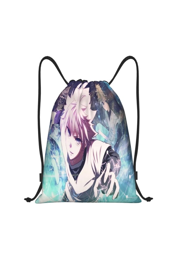 Hunter X Hunter Killua Lightning Drawstring Bag Sackpack String Bag Beach Bag Gym