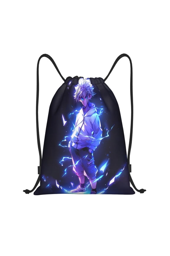 Hunter X Hunter Killua Lightning Drawstring Backpac Sackpack String Bag Water Resistant Beach Bag