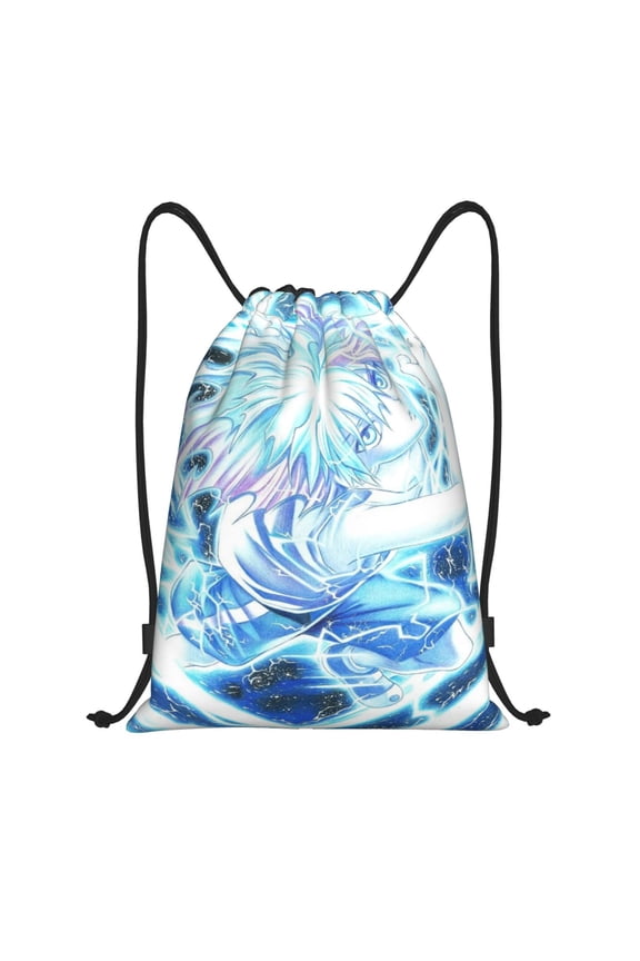 Hunter X Hunter Killua Lightning Drawstring Backpac Sackpack String Bag Water Resistant Beach Bag