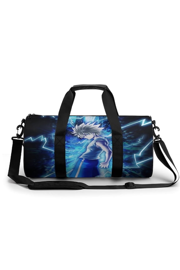 Hunter X Hunte Killua Lightning Gym Bag Cartoon Printed Gym Bag cylinder Gym Bag Sports Luggage Bag weekend Luggage Bag