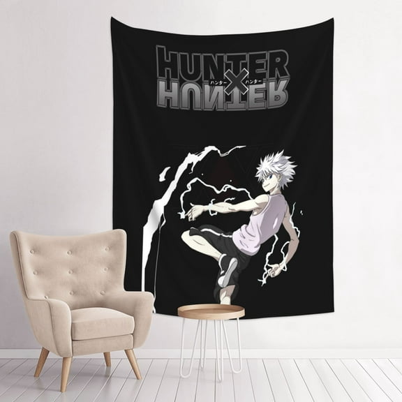 Hunter X Hunte Killua Lightning Tapestry Anime Poster Large Background Wall Art Bedroom Wall Decor for Birthday Party 60x51in