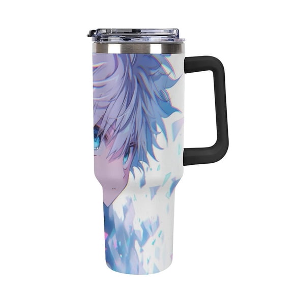 Hunter X Hunte Killua Lightning Tumbler with Handle and Straw Lid Insulated Tumbler Stainless Steel Water Bottle Cup Gifts 40oz