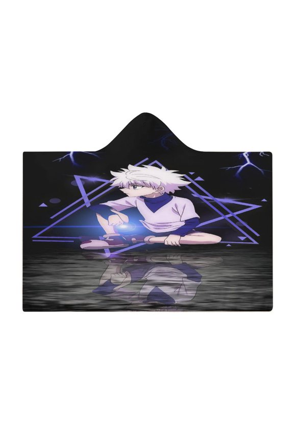 Hunter X Hunte Killua Lightning Wearable Fleece Blanket Hoodie Cloak Hooded Blanket 50"x60"