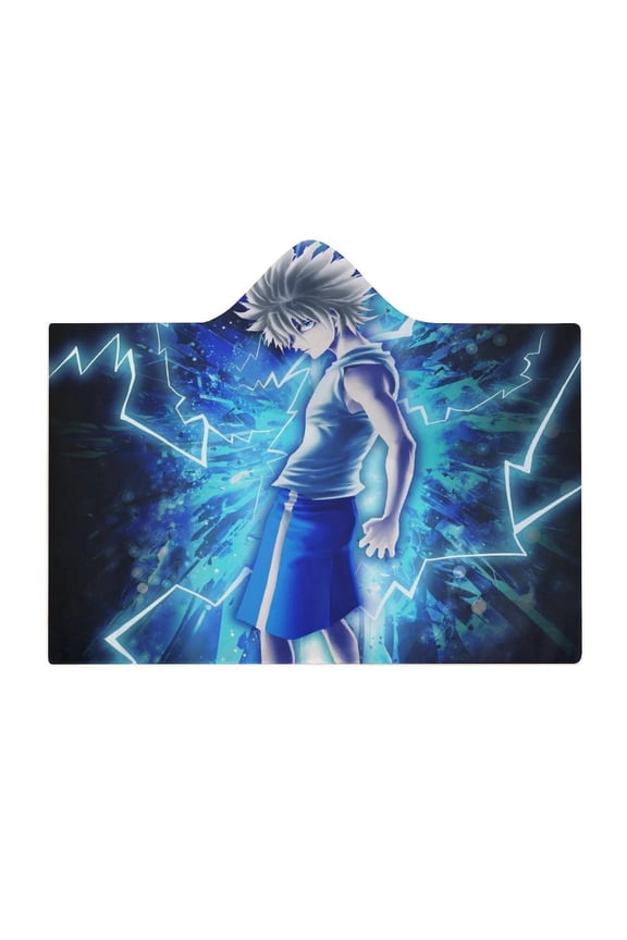 Hunter X Hunte Killua Lightning Wearable Fleece Blanket Hoodie Cloak Hooded Blanket 60"x80"