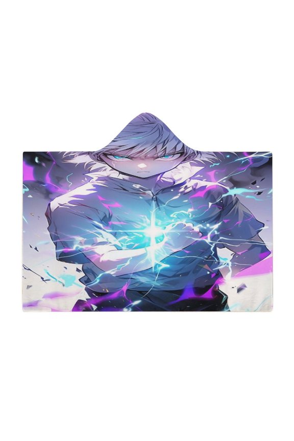 Hunter X Hunte Killua Lightning Wearable Fleece Blanket Hoodie Cloak Hooded Blanket 60"x80"