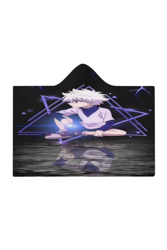 Hunter X Hunte Killua Lightning Wearable Fleece Blanket Hoodie Cloak Hooded Blanket 60"x80"