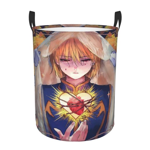 Hunter X Hunte Kurapika Laundry Hamper Laundrys Basket Large Waterproof Foldable with Handles Circular Storage Clothes Bag for Bathroom/Bedroom/Dorm
