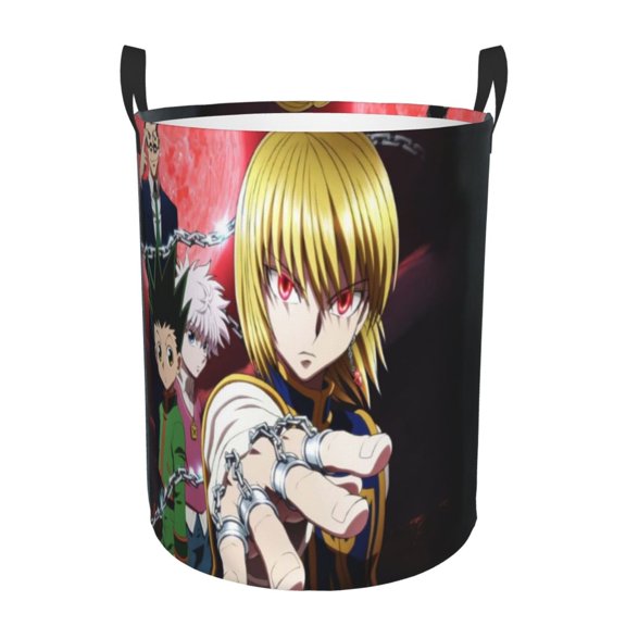 Hunter X Hunte Kurapika Laundry Hamper Laundrys Basket Large Waterproof Foldable with Handles Circular Storage Clothes Bag for Bathroom/Bedroom/Dorm