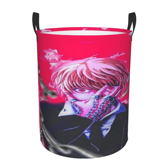 Hunter X Hunte Kurapika Laundry Hamper Laundrys Basket Large Waterproof Foldable with Handles Circular Storage Clothes Bag for Bathroom/Bedroom/Dorm