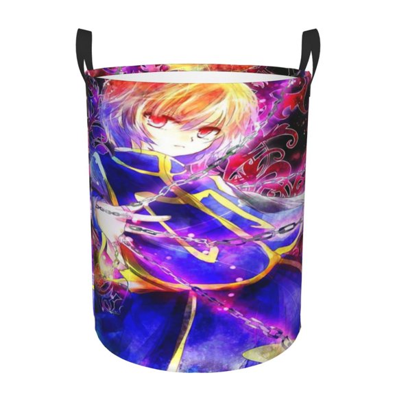 Hunter X Hunte Kurapika Laundry Hamper Laundrys Basket Large Waterproof Foldable with Handles Circular Storage Clothes Bag for Bathroom/Bedroom/Dorm